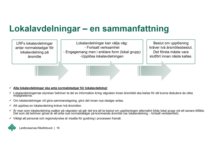 Lokalavdelningarnas vägval med LRFs nya stadgar