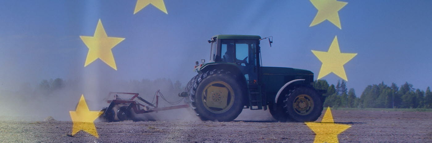traktor och EU-flagga