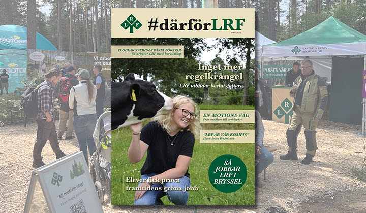 Framsida på tidningen DärförLRF med monterbild i bakgrunden