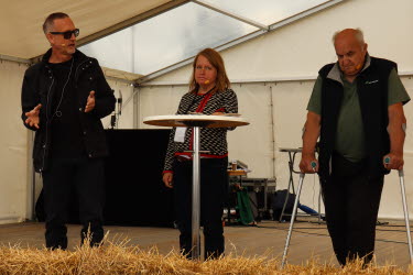 Gunnar Gidefeldt, Anna Nilsson och Per Nyström under seminariet om bilden av lantbruket i media.