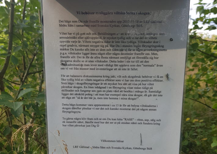 Viltdemohägn skylt 